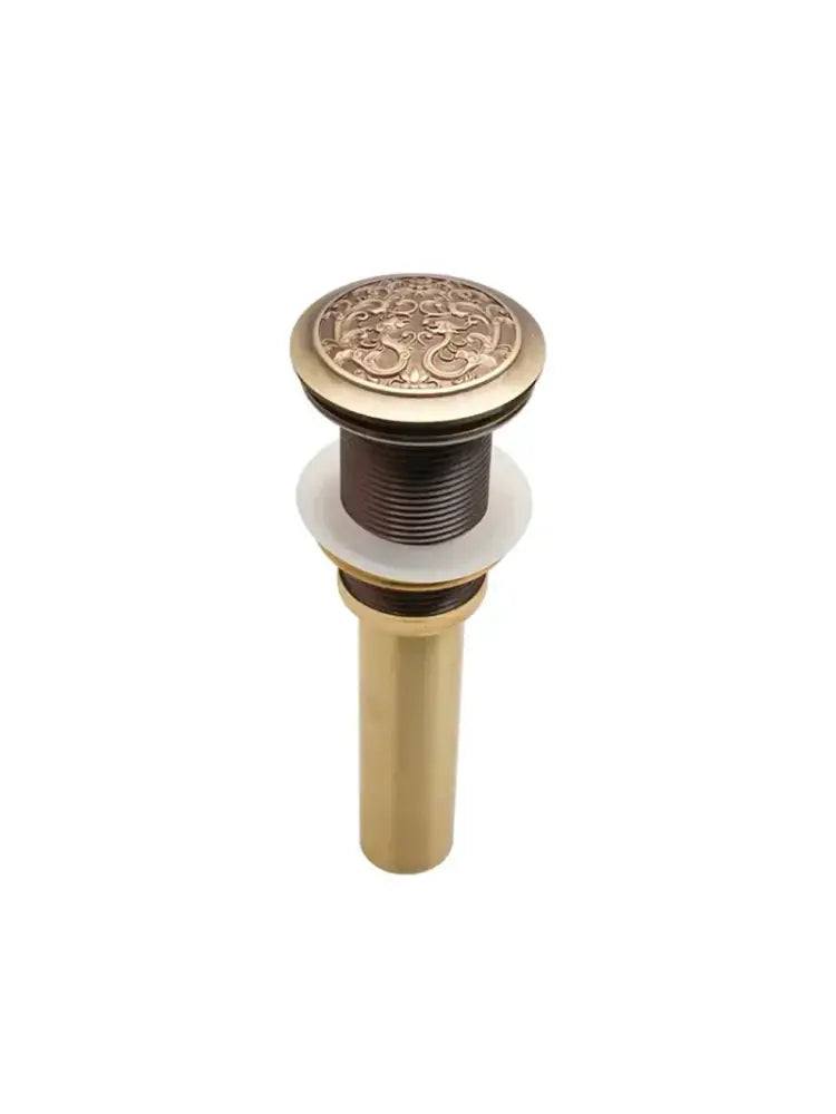 Antique engraved brass bathroom sink pop up drain stopper with ornate floral design for decorbites brass bathroom sink