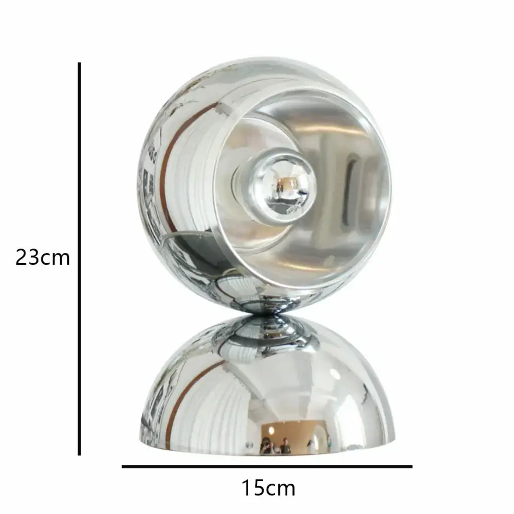 Engraved chrome yoyo dimmable led nordic table lamp with polished spherical dual dome design for bedroom decorbites dimmable led