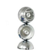 Shiny chrome-finished engraved yoyo with reflective surface featured in decorbites dimmable led nordic table lamp