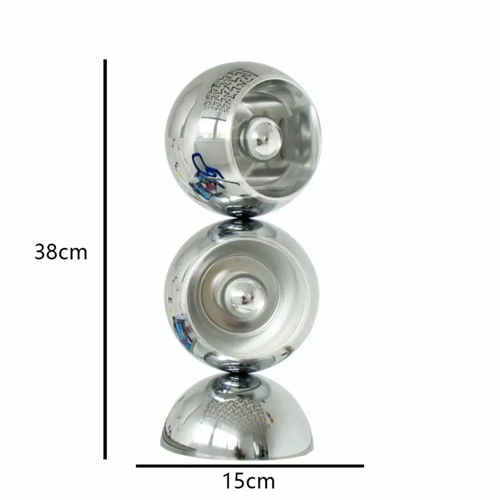 Shiny chrome-finished three-tiered spherical table lamp with engraved detailing dimmable led nordic decorbites dimmable led