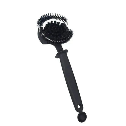 Ergonomic black coffee machine cleaning brush with multi-bristle head and rounded end cap for decorbites coffee machine maintenance