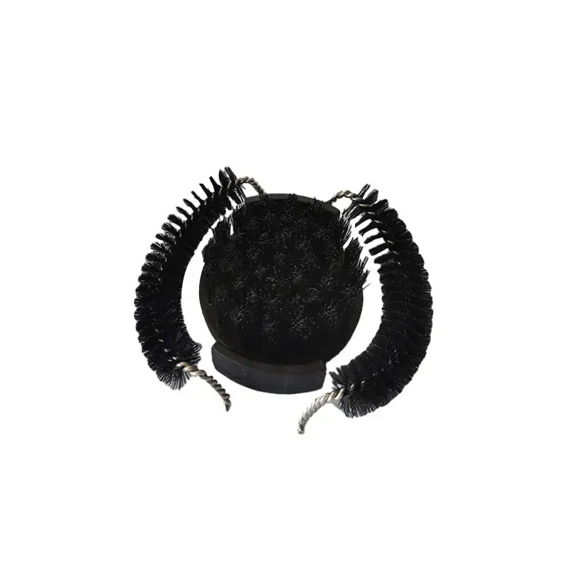 Ergonomic black coffee machine cleaning brush with spherical scrubber, curved brushes, and twisted metal handles by decorbites coffee machine