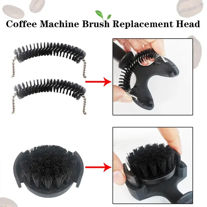 Ergonomic black coffee machine cleaning brush with dense bristles and flexible wire handles for decorbites coffee machine maintenance