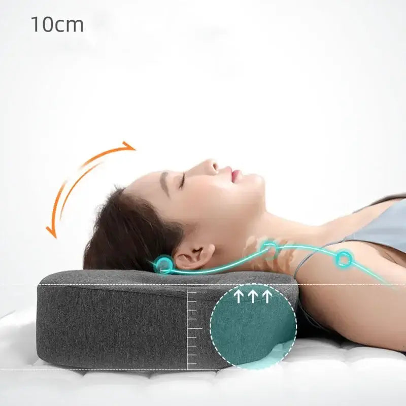 Ergonomic gray butterfly memory foam pillow with contoured design for neck support and bedroom comfort