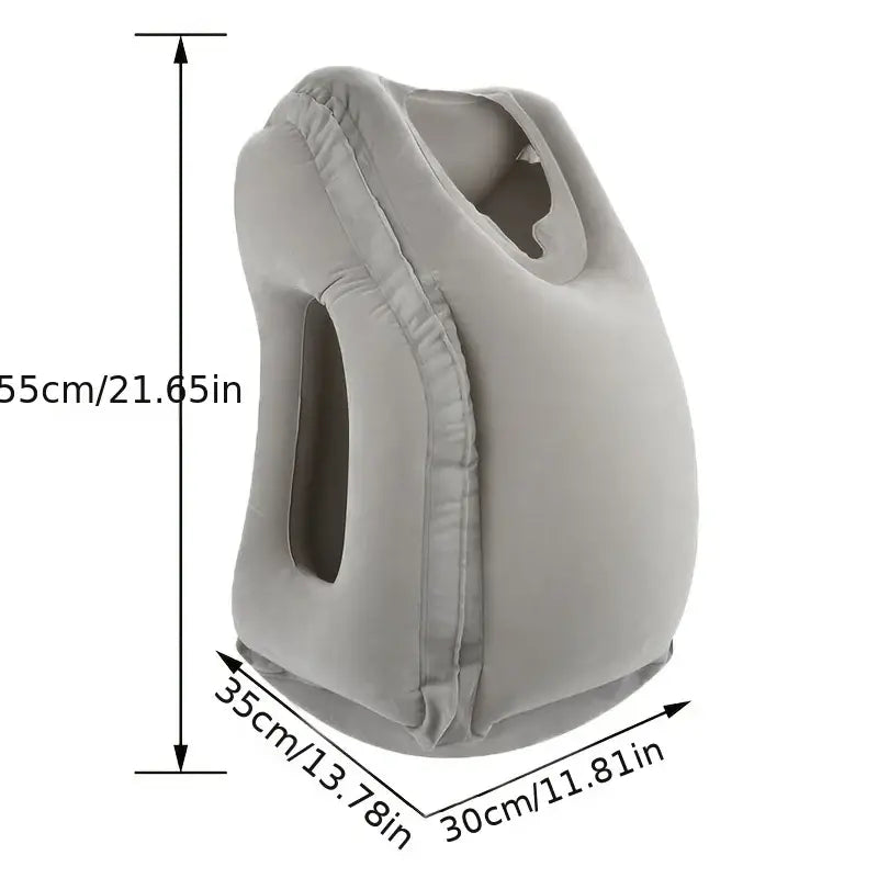 Ergonomic gray inflatable travel pillow with contoured design for neck support by decorbites inflatable travel pillow