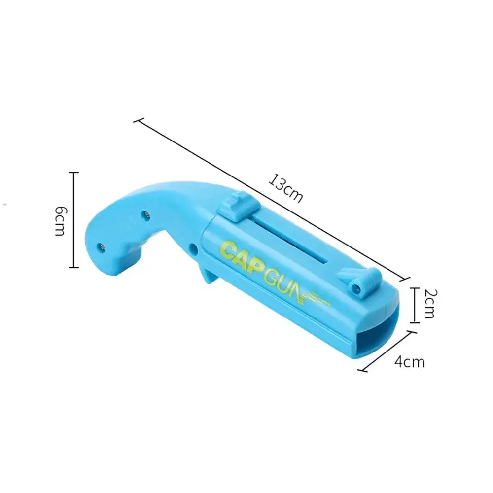Ergonomic red and gray plastic bottle opener gun with bright blue cap gun detail for kitchen bar fun