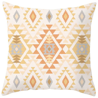Ethnic bohemian geometric pillow cover with beige orange and gray pattern on cream background for living room decorbites decor