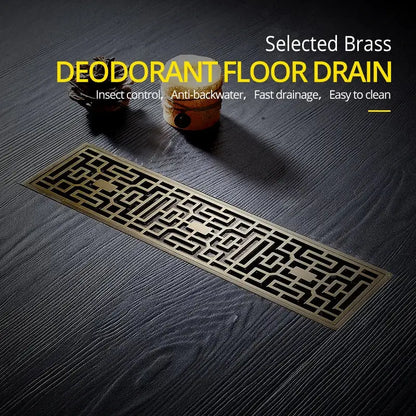Selected decorbites euro antique brass floor drain with intricate geometric lattice design for bathroom shower waste