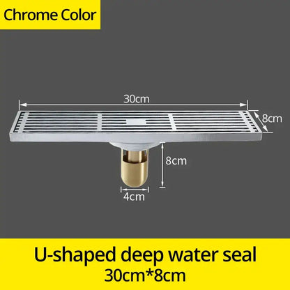 Chrome finished rectangular floor drain with sleek modern design and brass central pipe for decorbites euro antique brass shower waste