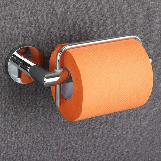 Chrome-finished paper holder with vibrant orange tissue paper from decorbites euro silver bathroom accessory collection
