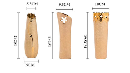 Europe Gold-Plated Ceramic Vase for Home Decor - Vase
