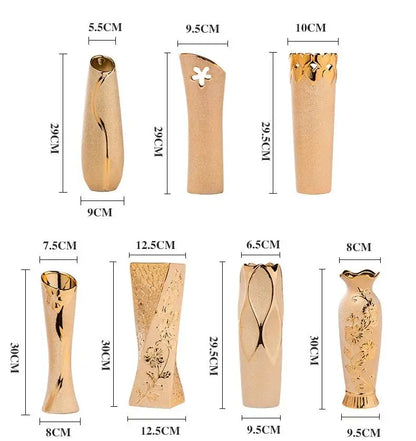 Europe Gold-Plated Ceramic Vase for Home Decor - Vase