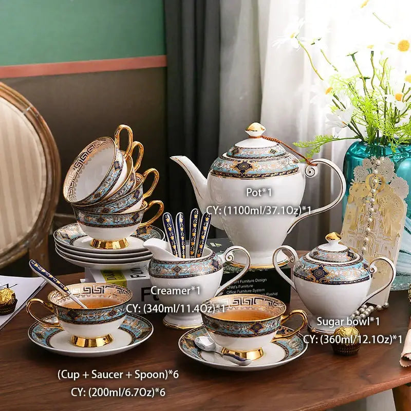 White porcelain teapot with gold and blue decorative patterns from european blue and gold bone china tea set decorbites bone china