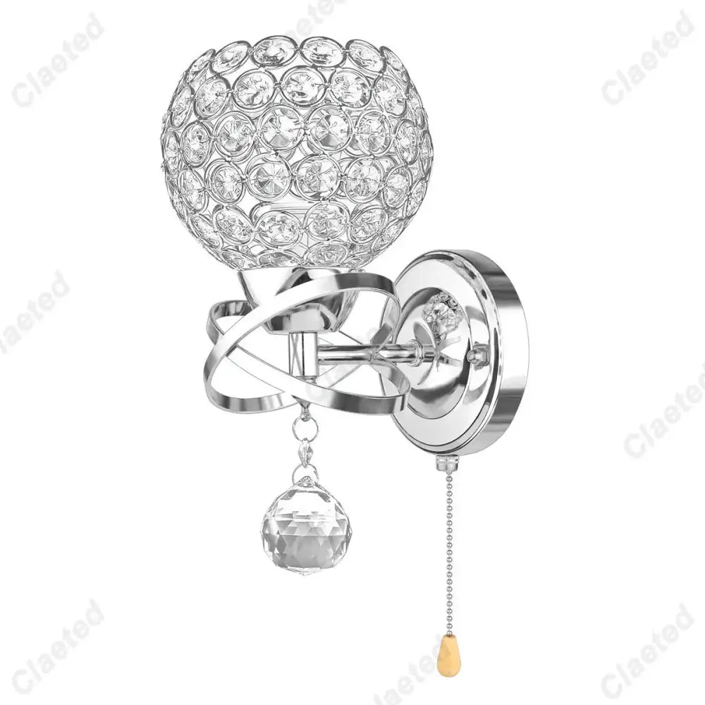 European gold crystal wall light with chrome finish spherical globe and faceted pendant for elegant decorbites crystal wall light