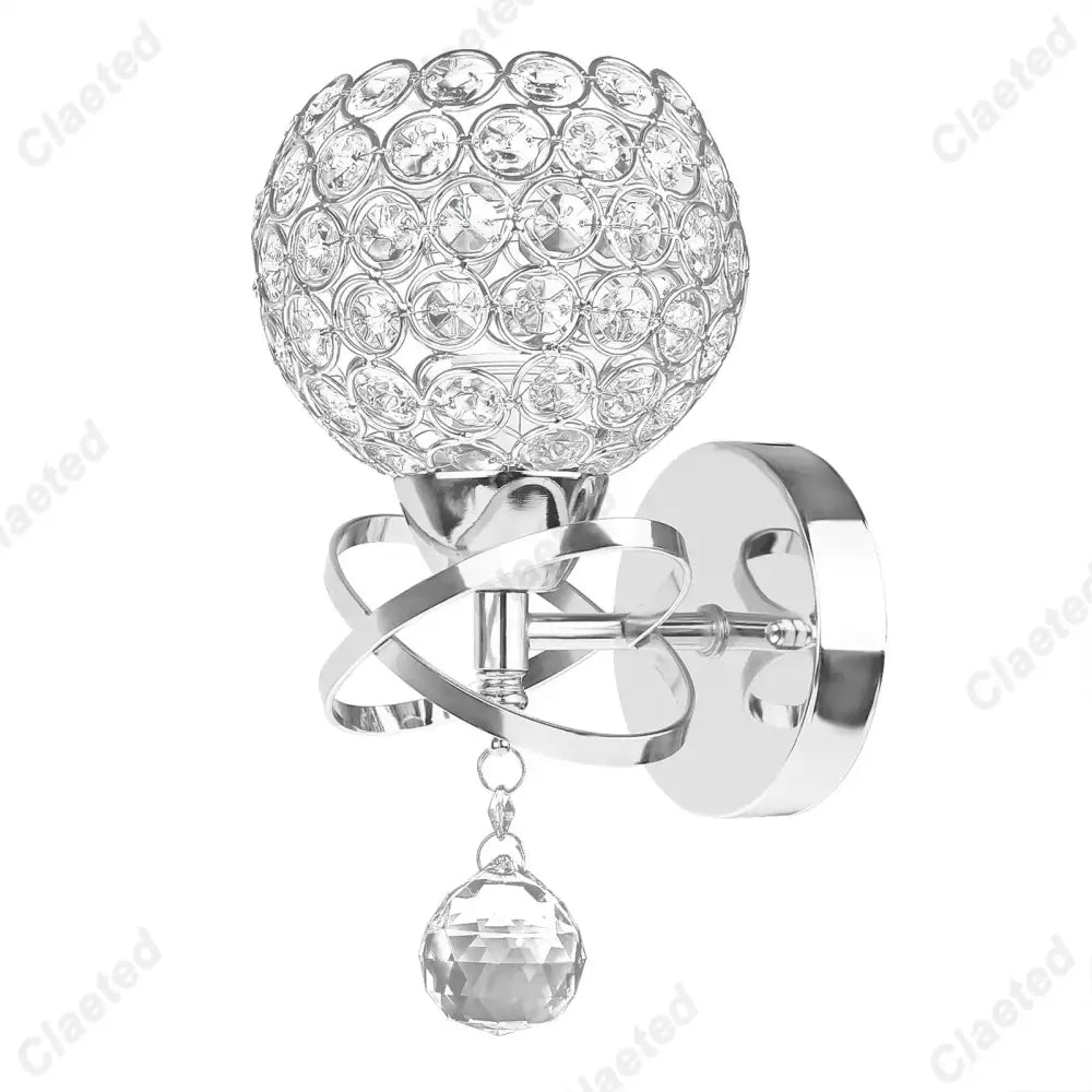 Silver crystal globe wall light with dangling faceted pendant perfect for decorbites crystal wall light bedroom use