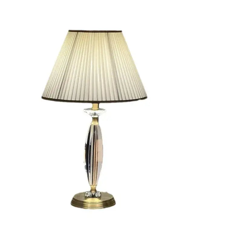 Elegant crystal floor lamp with brass base and pleated cream shade for living room European retro style