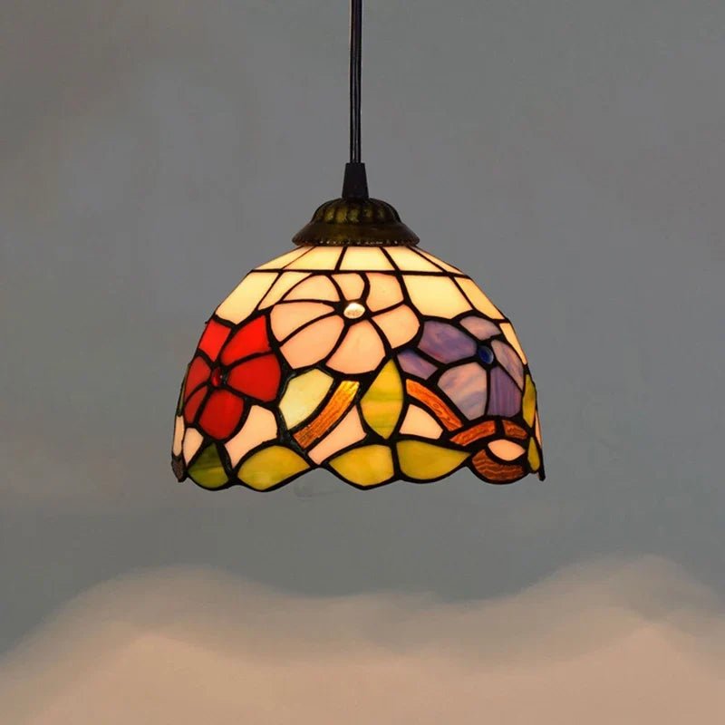 European Stained Glass Pendant Light, 20cm - Decorbites