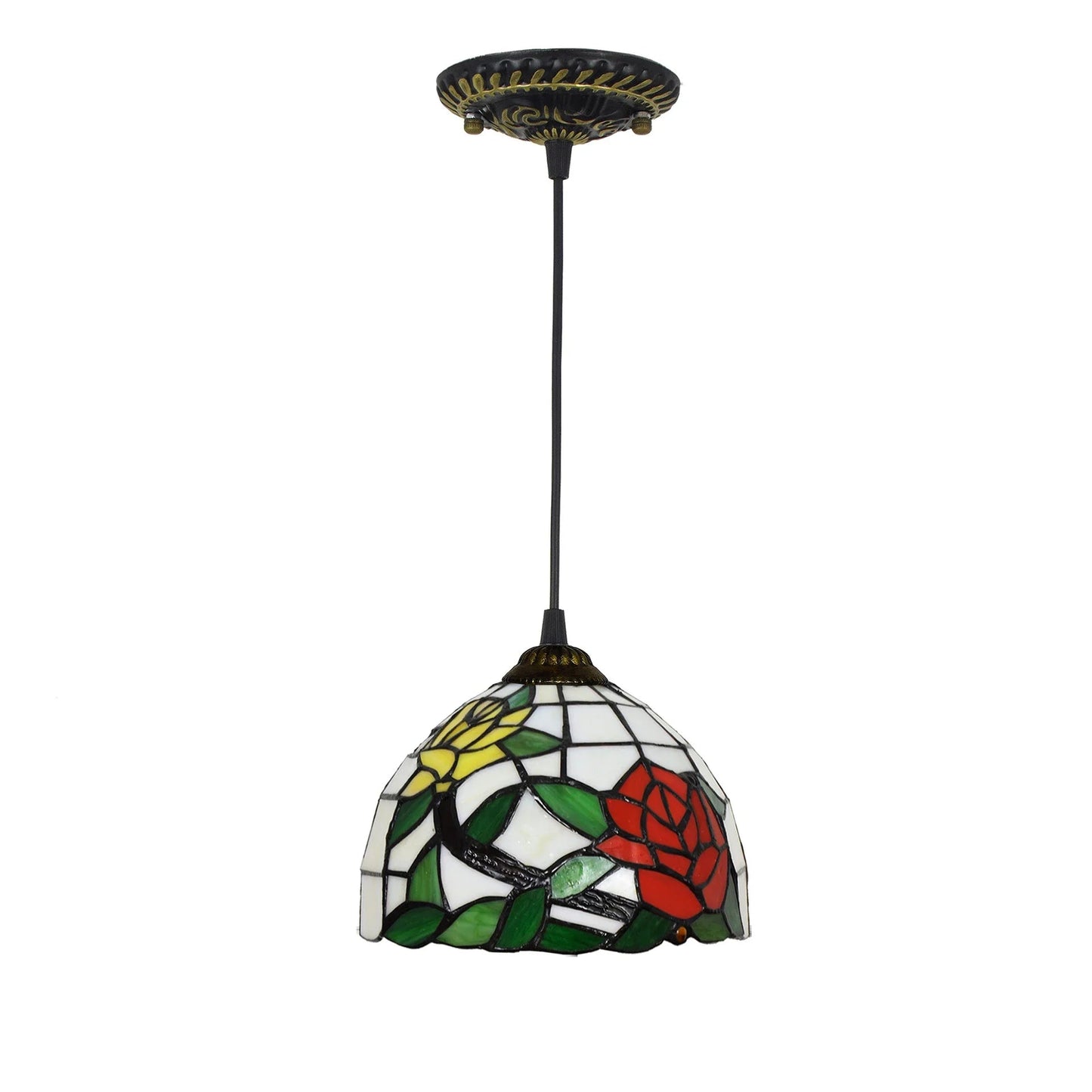 European Stained Glass Pendant Light, 20cm - Decorbites