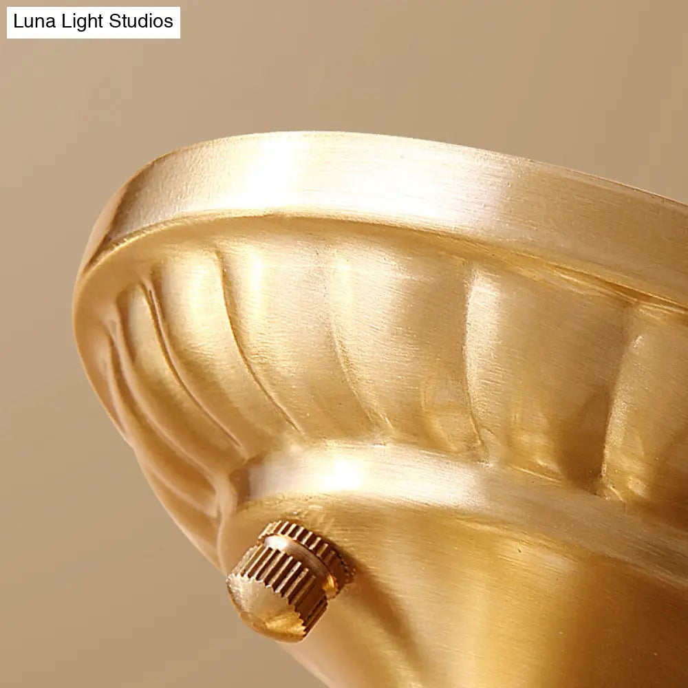 DecorBites™ DecorBites™ European Style Flush-mount Ceiling Light: Full Brass, Glass Shade, 1 Light Polyhedron Design, Bedroom Lighting