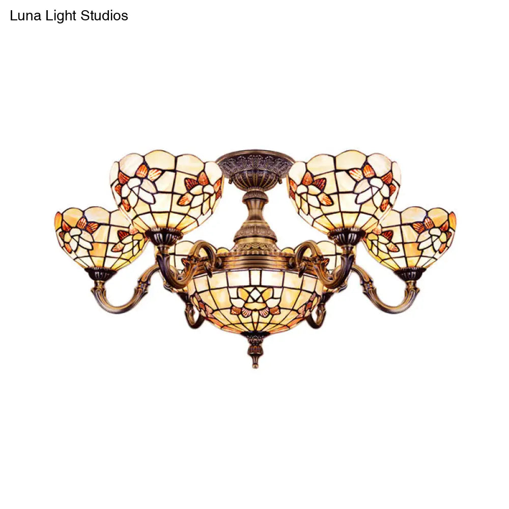 Exquisite Tiffany Pendant Light with Shell Bell Shade in Beige for Villas