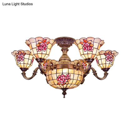 Exquisite Tiffany Pendant Light with Shell Bell Shade in Beige for Villas