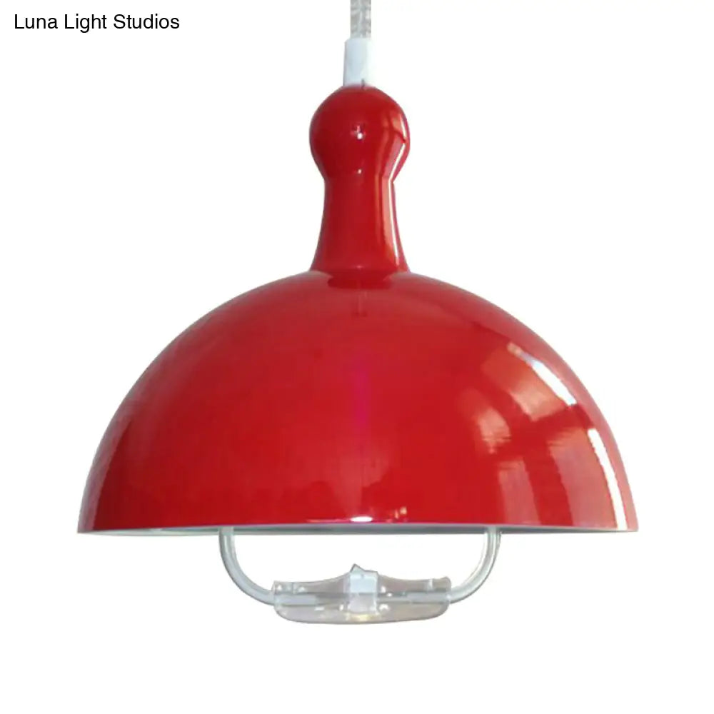 Extendable Industrial Ceiling Pendant with Chrome/Red Aluminum Dome and Handle