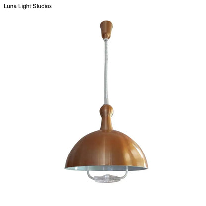 Extendable Industrial Ceiling Pendant with Chrome/Red Aluminum Dome and Handle