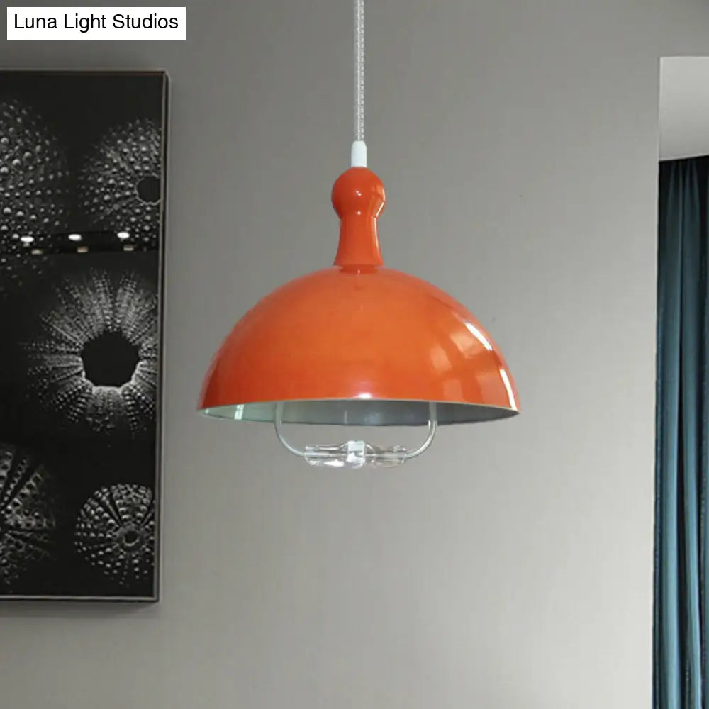 Extendable Industrial Ceiling Pendant with Chrome/Red Aluminum Dome and Handle