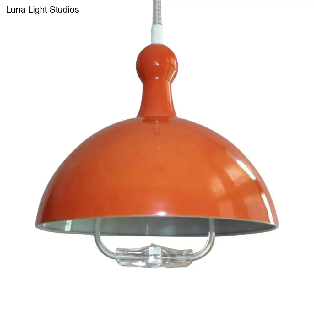 Extendable Industrial Ceiling Pendant with Chrome/Red Aluminum Dome and Handle