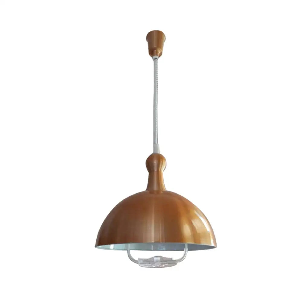 Extendable Industrial Ceiling Pendant with Chrome/Red Aluminum Dome and Handle