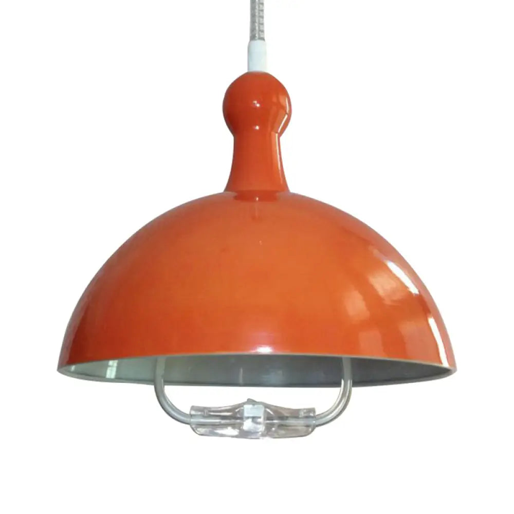 Extendable Industrial Ceiling Pendant with Chrome/Red Aluminum Dome and Handle