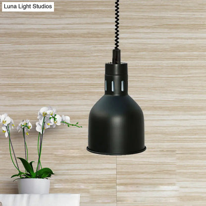 Extendable Pendant Lighting with Retro Dome Shade - Black, 7"/11.5" W