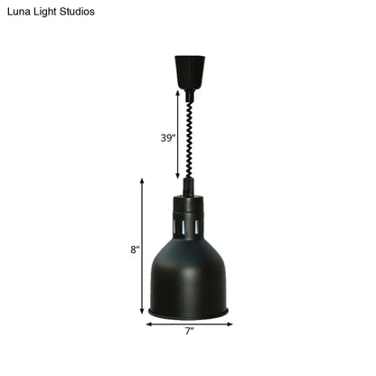 Extendable Pendant Lighting with Retro Dome Shade - Black, 7"/11.5" W