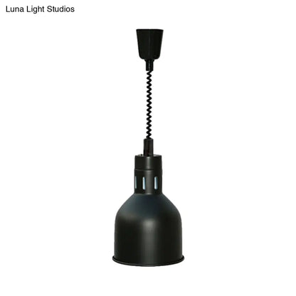 Extendable Pendant Lighting with Retro Dome Shade - Black, 7"/11.5" W