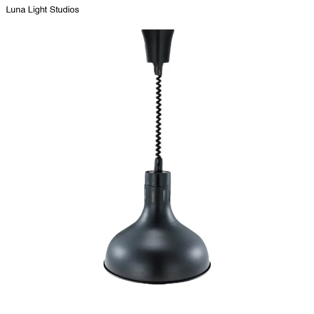 Extendable Pendant Lighting with Retro Dome Shade - Black, 7"/11.5" W