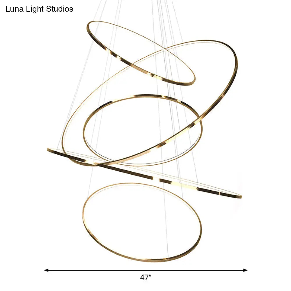 DecorBites™ Extra-Slim Gold LED Pendant Chandelier - Minimalist, Stainless Steel, 3/5 Tiers - Ideal for Living Room