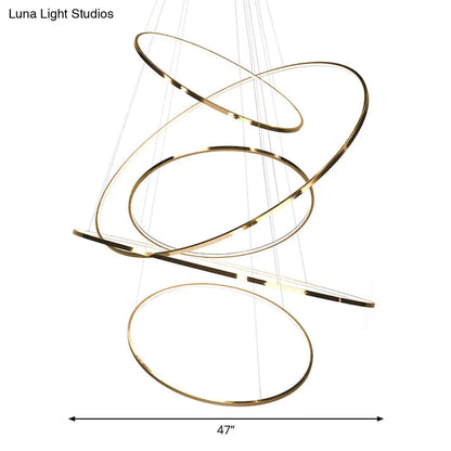 DecorBites™ Extra-Slim Gold LED Pendant Chandelier - Minimalist, Stainless Steel, 3/5 Tiers - Ideal for Living Room