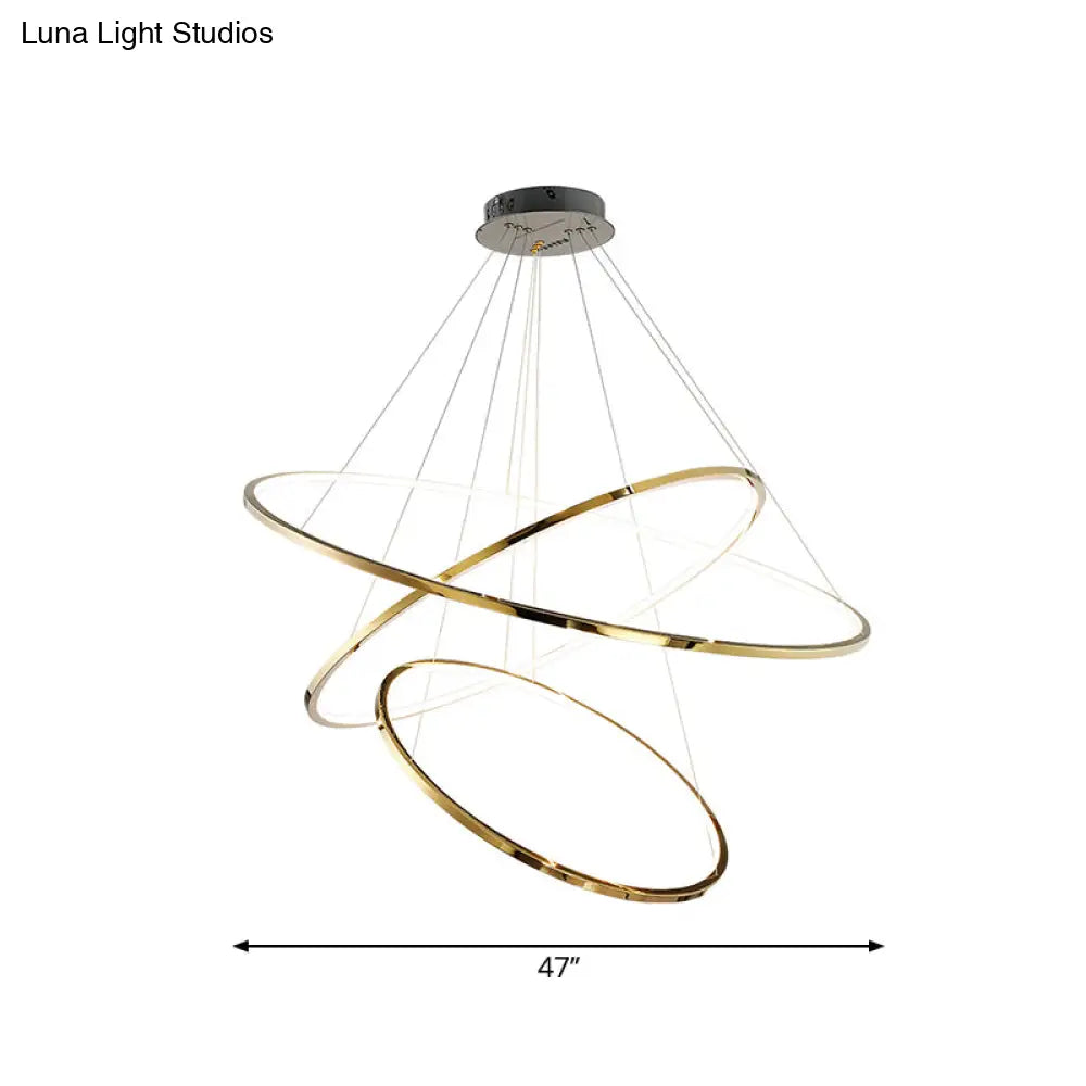 DecorBites™ Extra-Slim Gold LED Pendant Chandelier - Minimalist, Stainless Steel, 3/5 Tiers - Ideal for Living Room