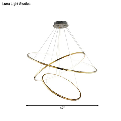 DecorBites™ Extra-Slim Gold LED Pendant Chandelier - Minimalist, Stainless Steel, 3/5 Tiers - Ideal for Living Room
