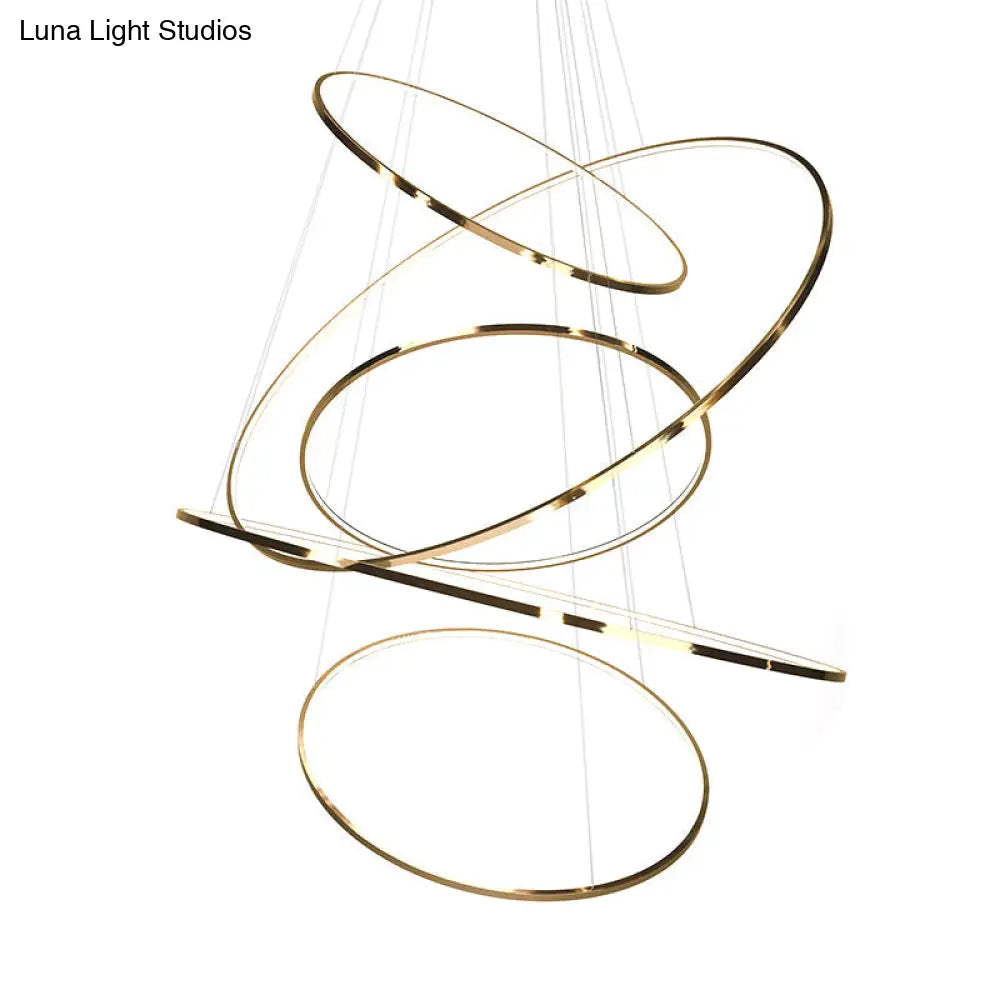 DecorBites™ Extra-Slim Gold LED Pendant Chandelier - Minimalist, Stainless Steel, 3/5 Tiers - Ideal for Living Room