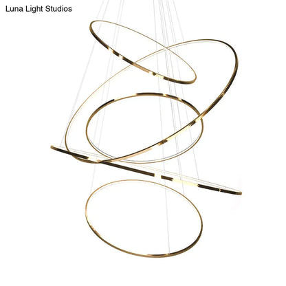 DecorBites™ Extra-Slim Gold LED Pendant Chandelier - Minimalist, Stainless Steel, 3/5 Tiers - Ideal for Living Room