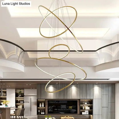 DecorBites™ Extra-Slim Gold LED Pendant Chandelier - Minimalist, Stainless Steel, 3/5 Tiers - Ideal for Living Room