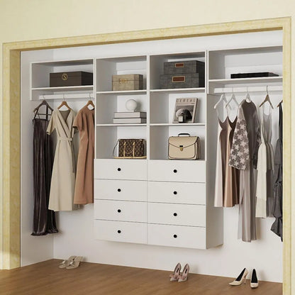 Closet Organizer System,Wall Mounted Closet Storage With  Drawers And Shelves Closet Storage For Bedroom,White