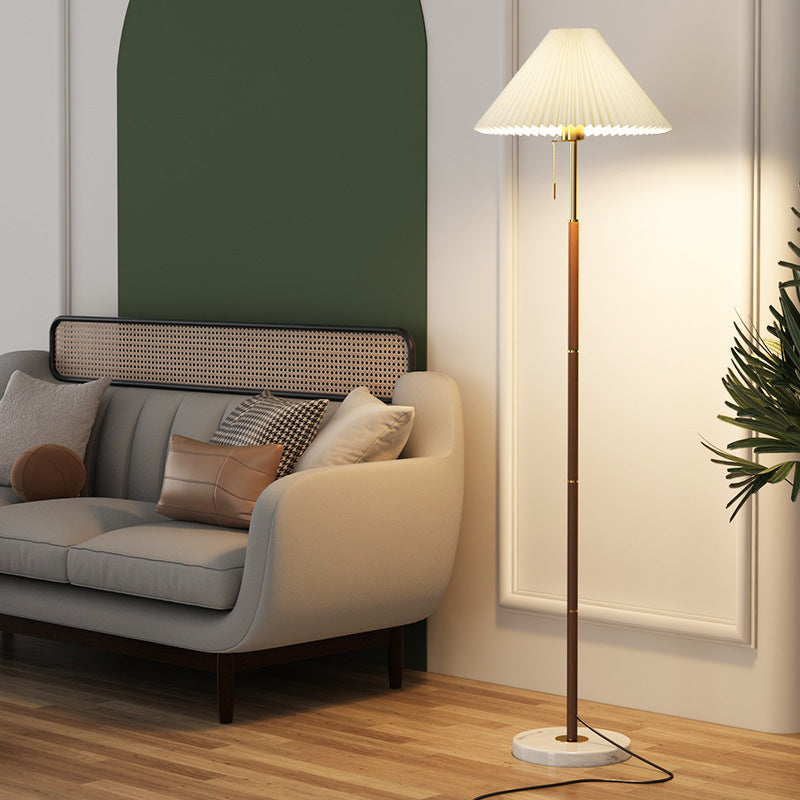 Pleated Wood Floor Lamp