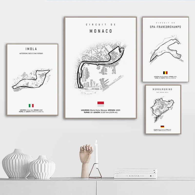 F1 Circuit Canvas Painting - Motorsport Wall Art - Posters