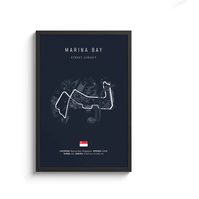 F1 Circuit Canvas Painting - Motorsport Wall Art - 25 / 50x70cm No Framed - Posters