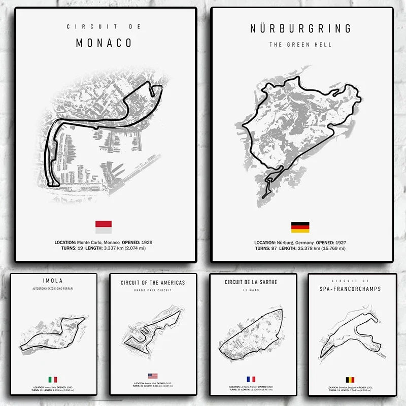 F1 Circuit Canvas Painting - Motorsport Wall Art - Posters