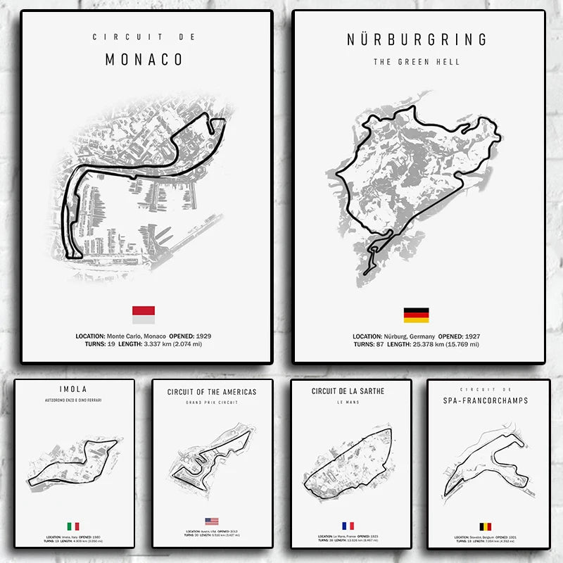F1 Circuit Canvas Painting - Motorsport Wall Art - Posters