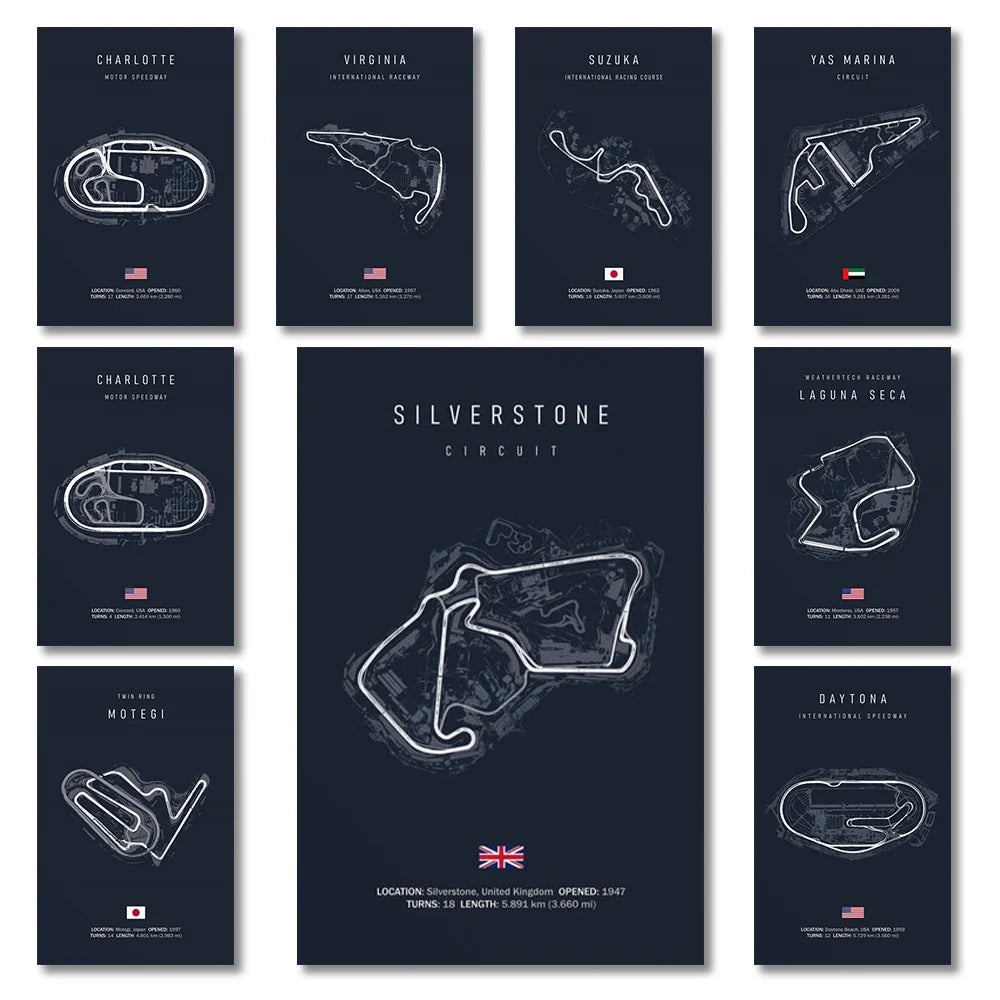 F1 Circuit Canvas Painting - Motorsport Wall Art - Posters