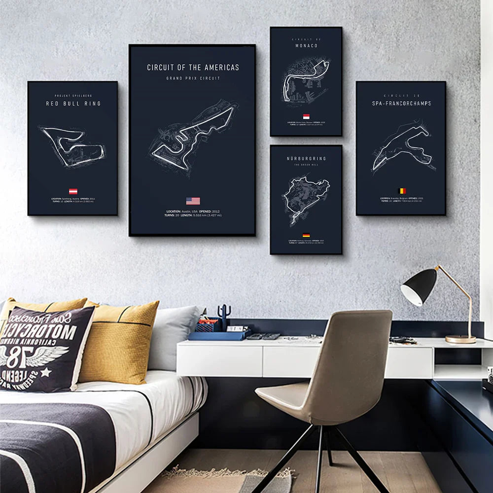 F1 Circuit Canvas Painting - Motorsport Wall Art - Posters